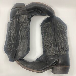 Mens Justin Boots Country western cowboy boots leather black 9.5 as is
